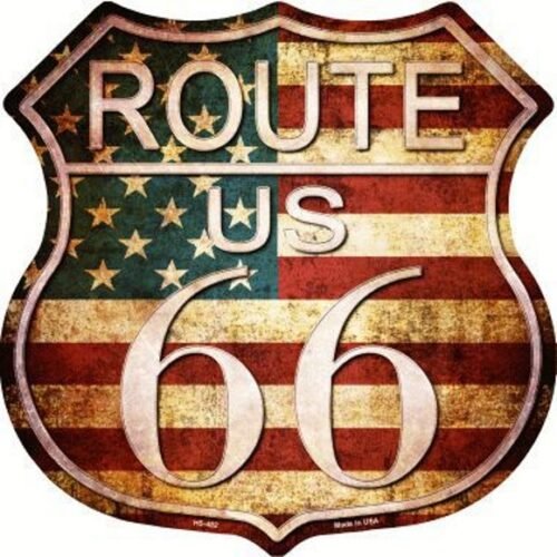 Plaque Route 66 - Drapeau USA