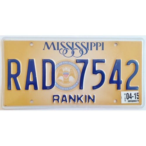 Authentique plaque d'immatriculation- Mississippi - B