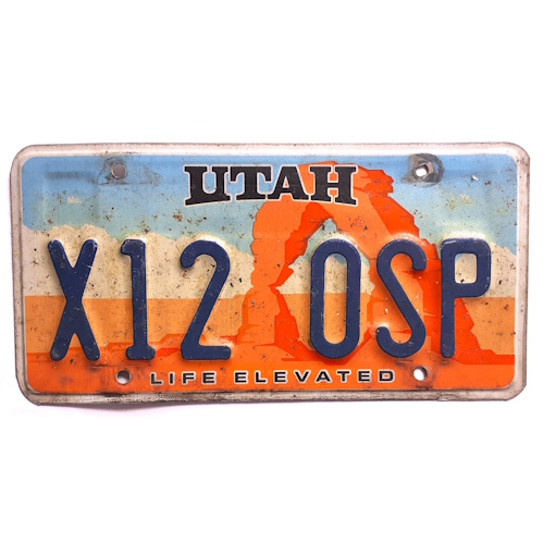 Authentique plaque d'immatriculation- Utah