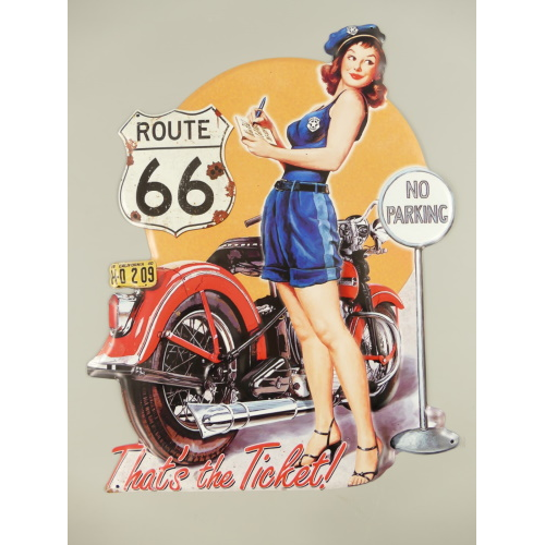 Plaque pin up ticket route 66