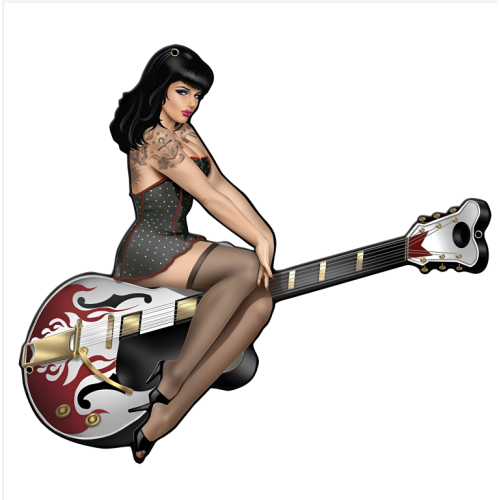 Plaque pin up guitare rockabilly