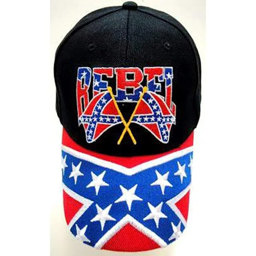 Wccp321 rebel with crossed battle flag caps with full battle flag bill