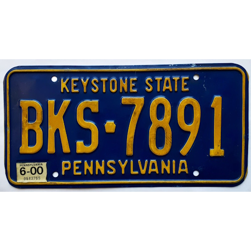 Plaque authentique pennsylvannie