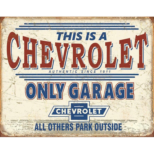 Plaque metal chevrolet only garage
